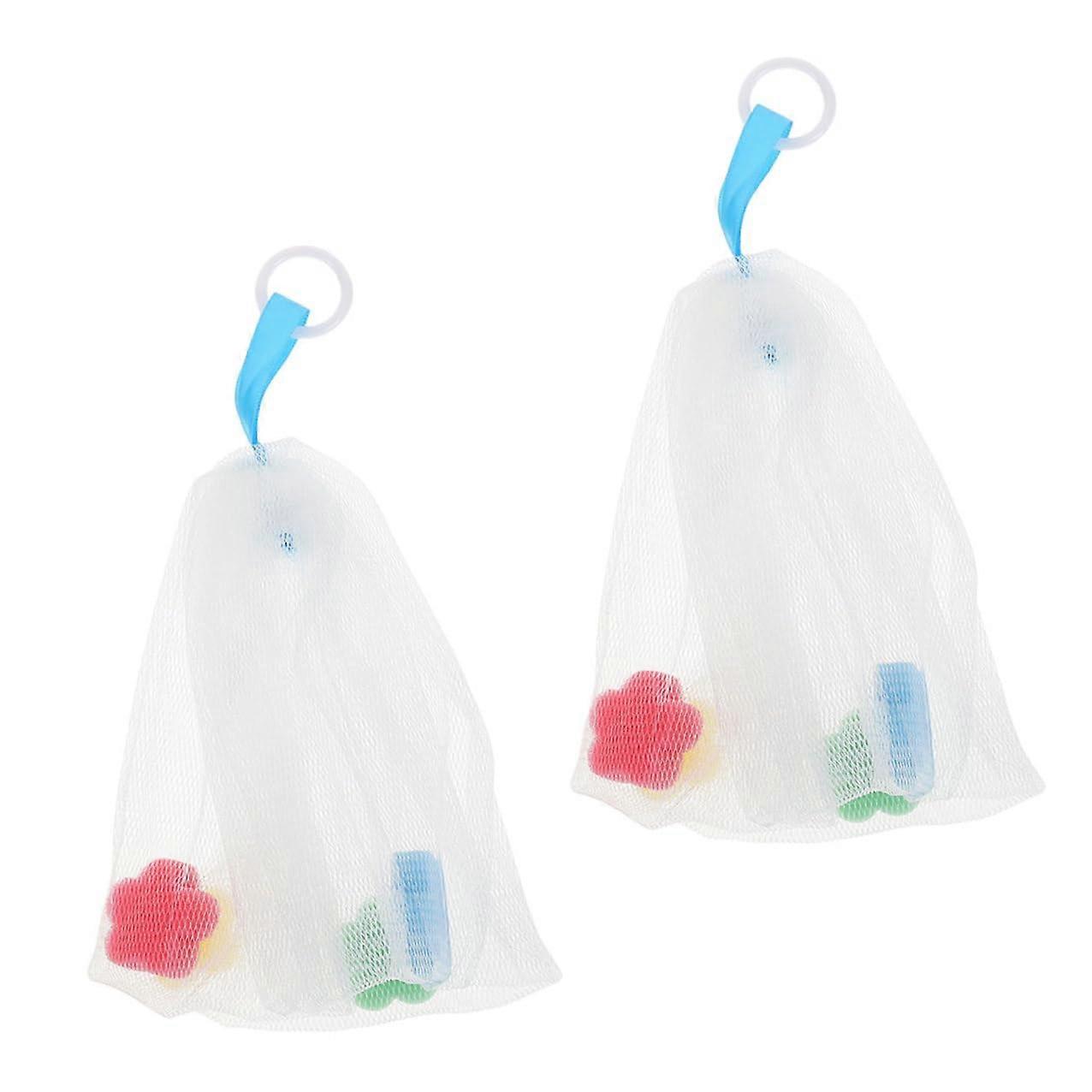 2Pcs Face Cleansing Net with Quick Bubble Design for Gentle Skin and Hanging Soap Saver Bag