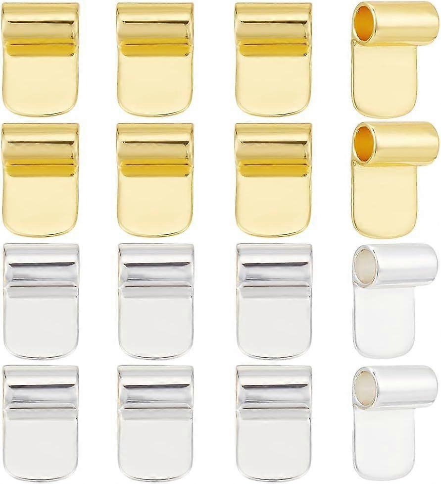 18Pcs 2 Styles Rack Plating Brass Glue-on Flat Pad Bails Golden Pendant Bails Glue on Cabochon Settings Rectangle Pad Charms Connector for Necklace Je