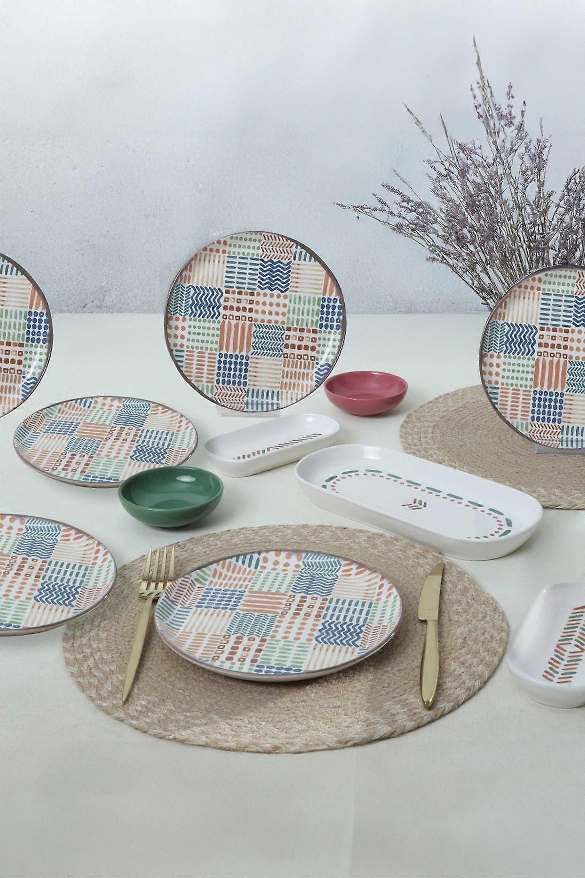 Keramika Dinnerware Set - Ethnic - 13 pieces - 6 persons - Stoneware