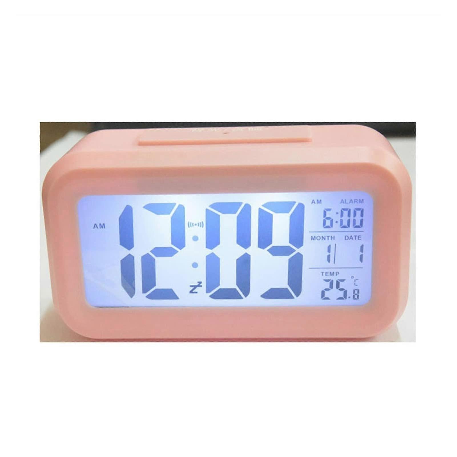 Digital Alarm Clock with LED Mirror Display, Temperature and Calendar, Silent Snooze for Bedroom
