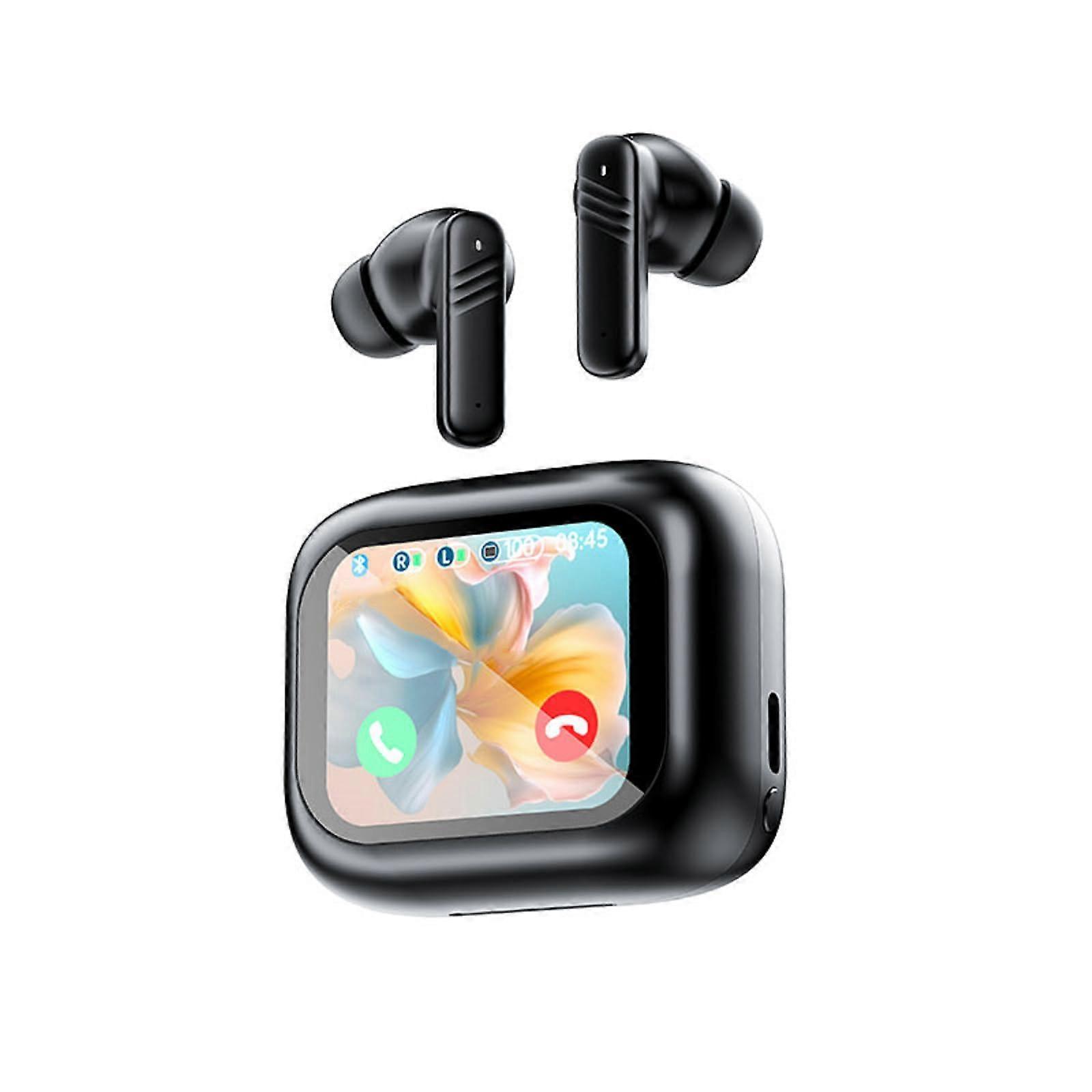 Wireless Noise Cancelling Bluetooth ANC Earbuds with Touchscreen Case, Multiple EQ Modes, Black