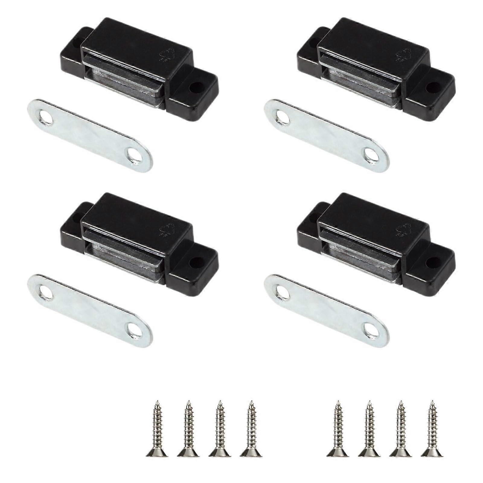 Magnetic Push Latch for Cabinets Handle Door Catch Strong Closure Black 4pcs