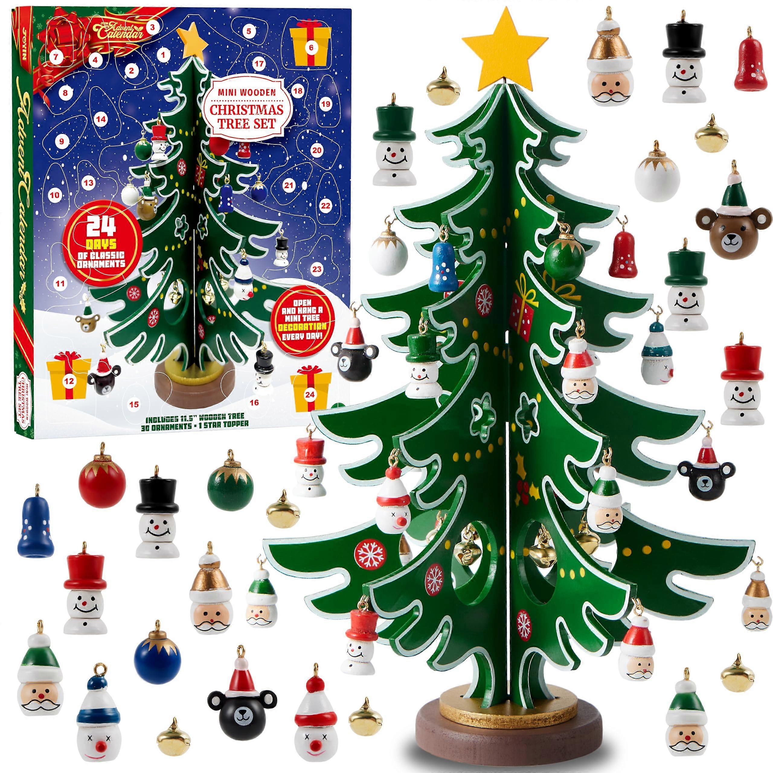 Christmas Tree Advent Calendar with 24 Unique Ornaments for Kids and Family Holiday Countdown Decor