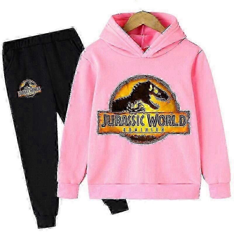 H-Barn Dinosaurie Hoodies Byxor Set Pojkar Flickor Jurassic World Dominion Tröjor Huva Barn Modetröjor Kläder Kostym