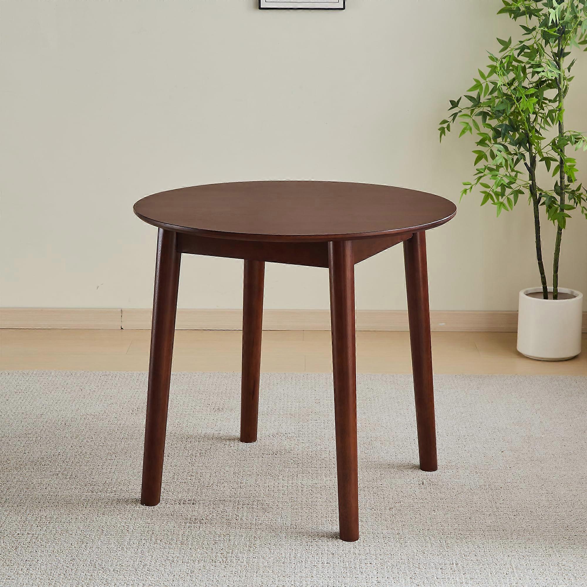Round Solid Wood Dining Table 31.5 Inch Compact Design for Small Spaces Seats 24 Easy Assembly