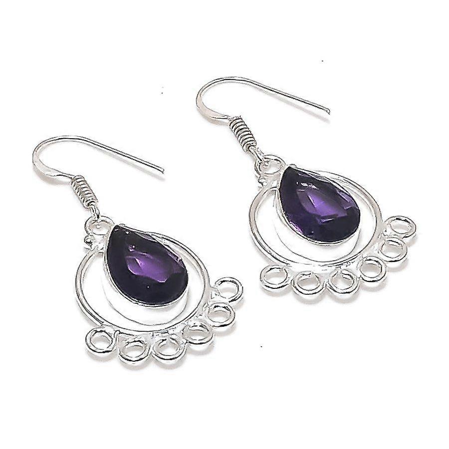Amethyst Gemstone 925 Sterling Silver Earring 1.65"