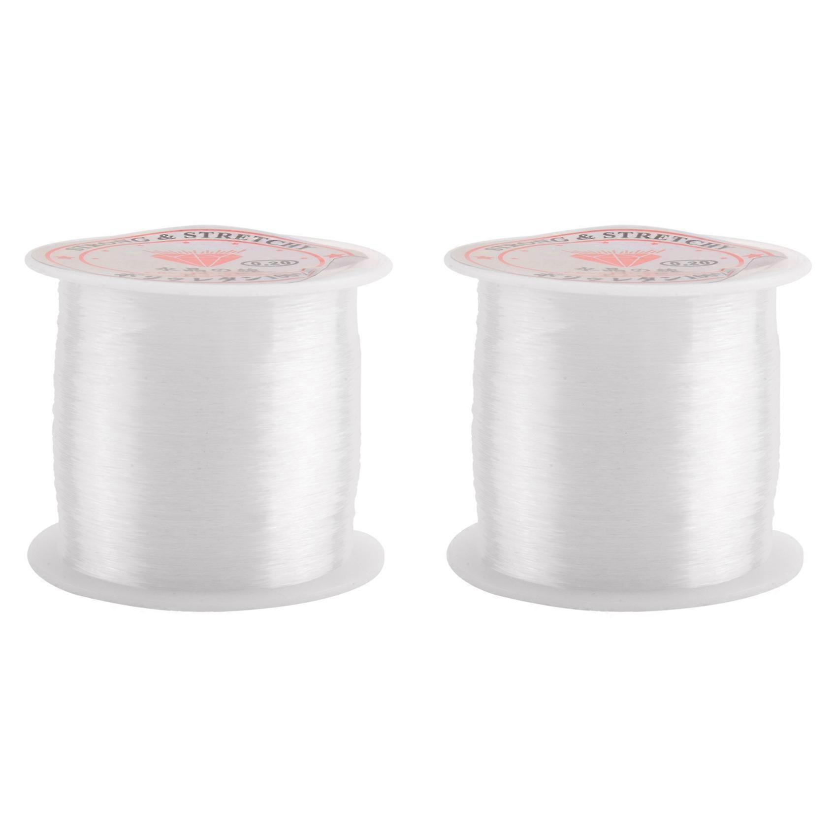 2X 0.2mm Diameter Clear Nylon Fish Fishing Line Spool Beading String