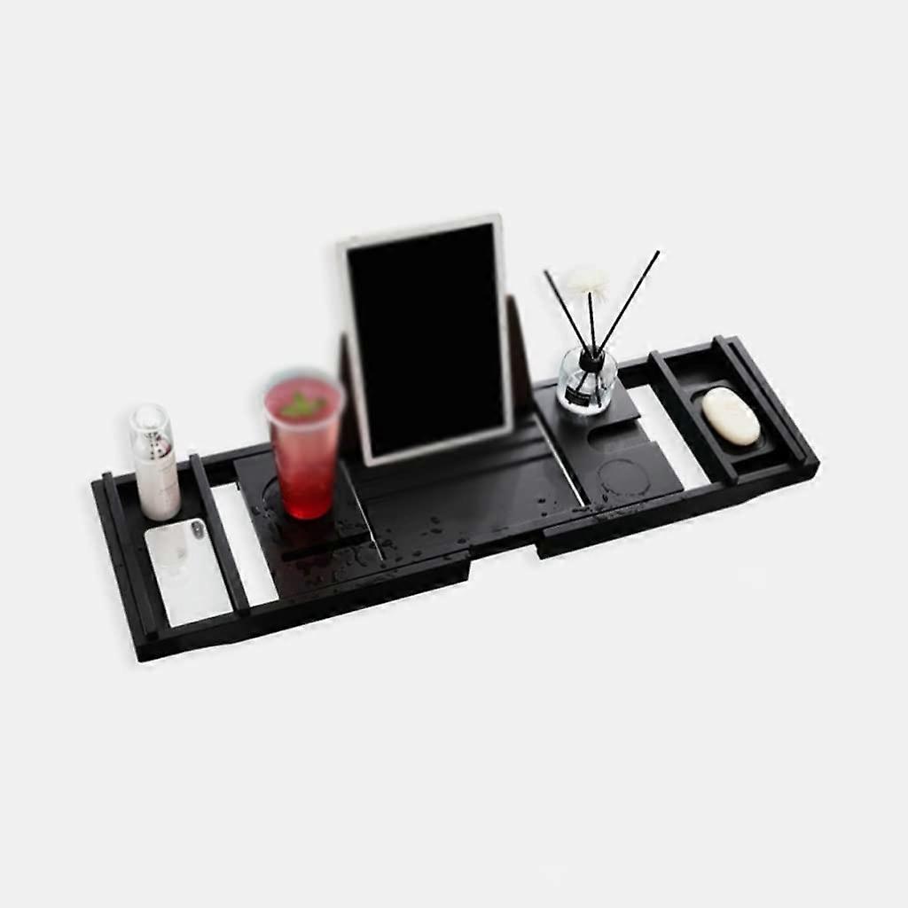 Bamboo Bathtub Tray Adjustable Retractable Bath Caddy with NonSlip Handles EcoFriendly