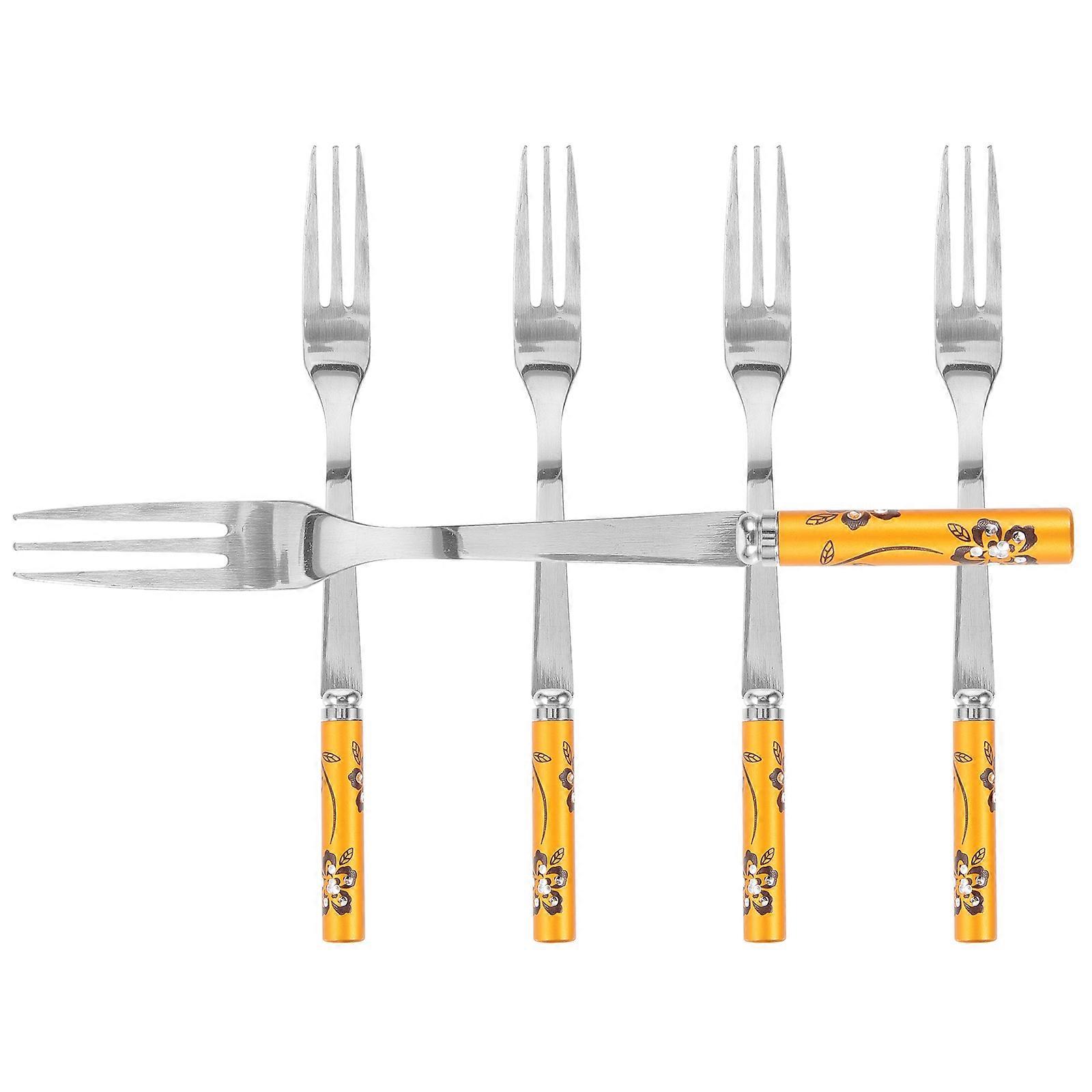 Fruit Fork Stainless Steel Handheld Set with 5Pcs for Household Use
