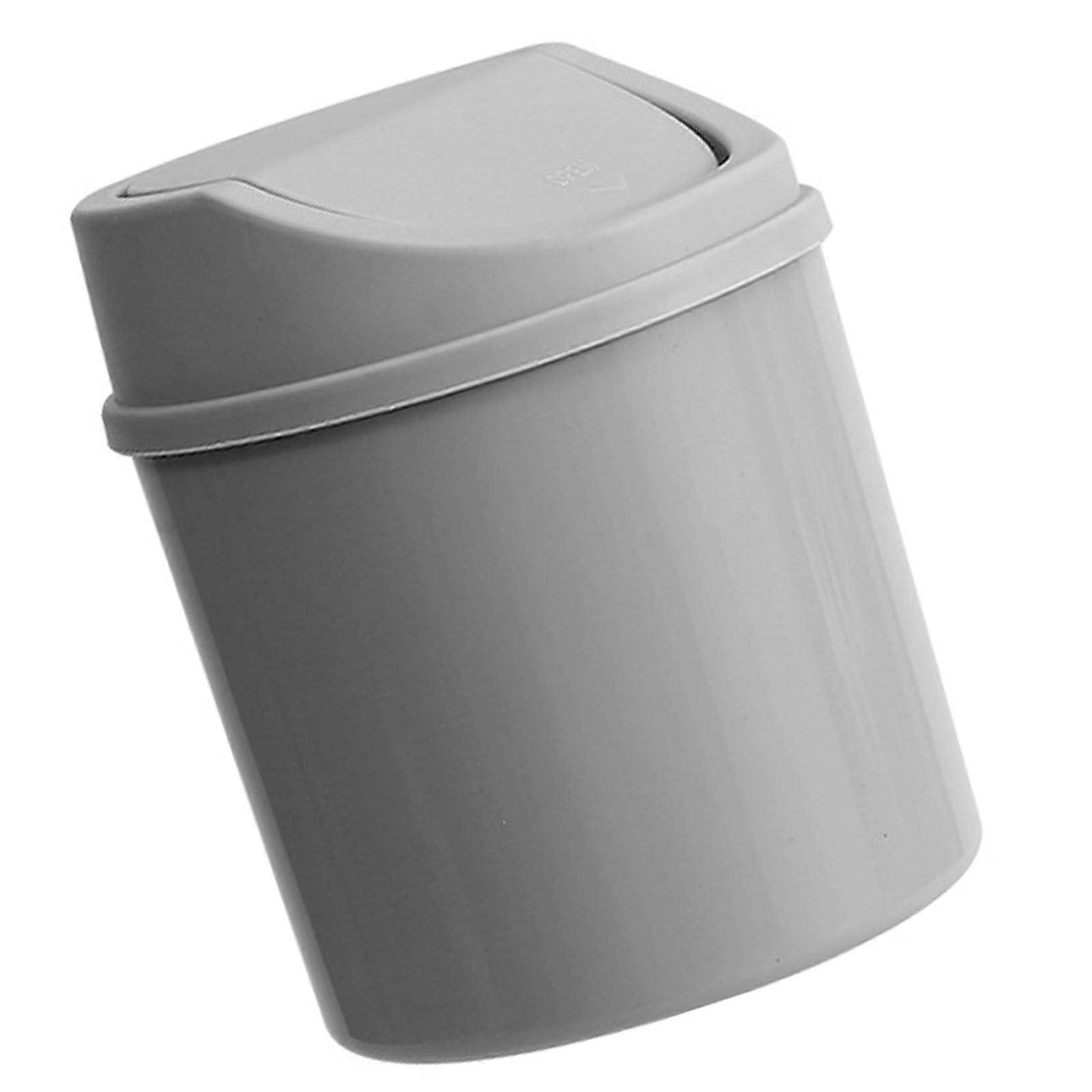 Small Desk Trash Can with Swing Lid, Easy Clean Surface, Space Saving PP Bin for Home Office