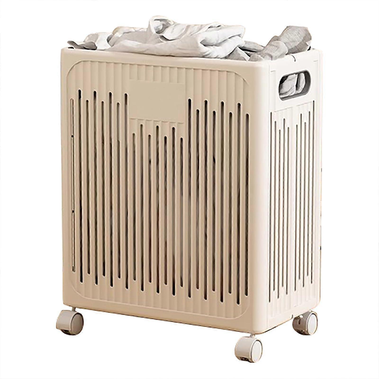 Large Rolling Laundry Basket with Wheels, Foldable Hamper with Handles for Home Bathroom Storage