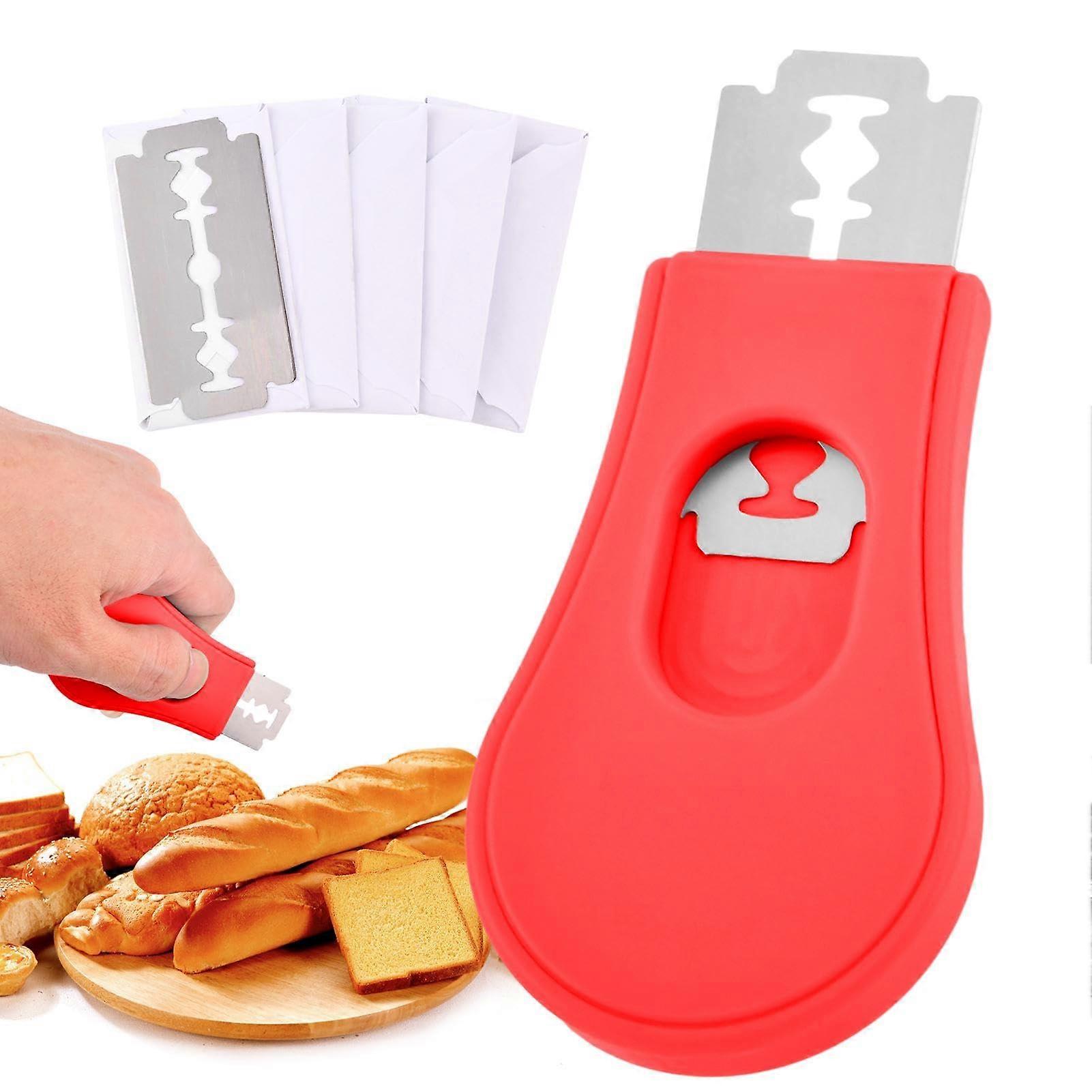 Magnetic Bread Scoring Tool with Blades, Sourdough Lame Knife for Precise Home Baking (Red)