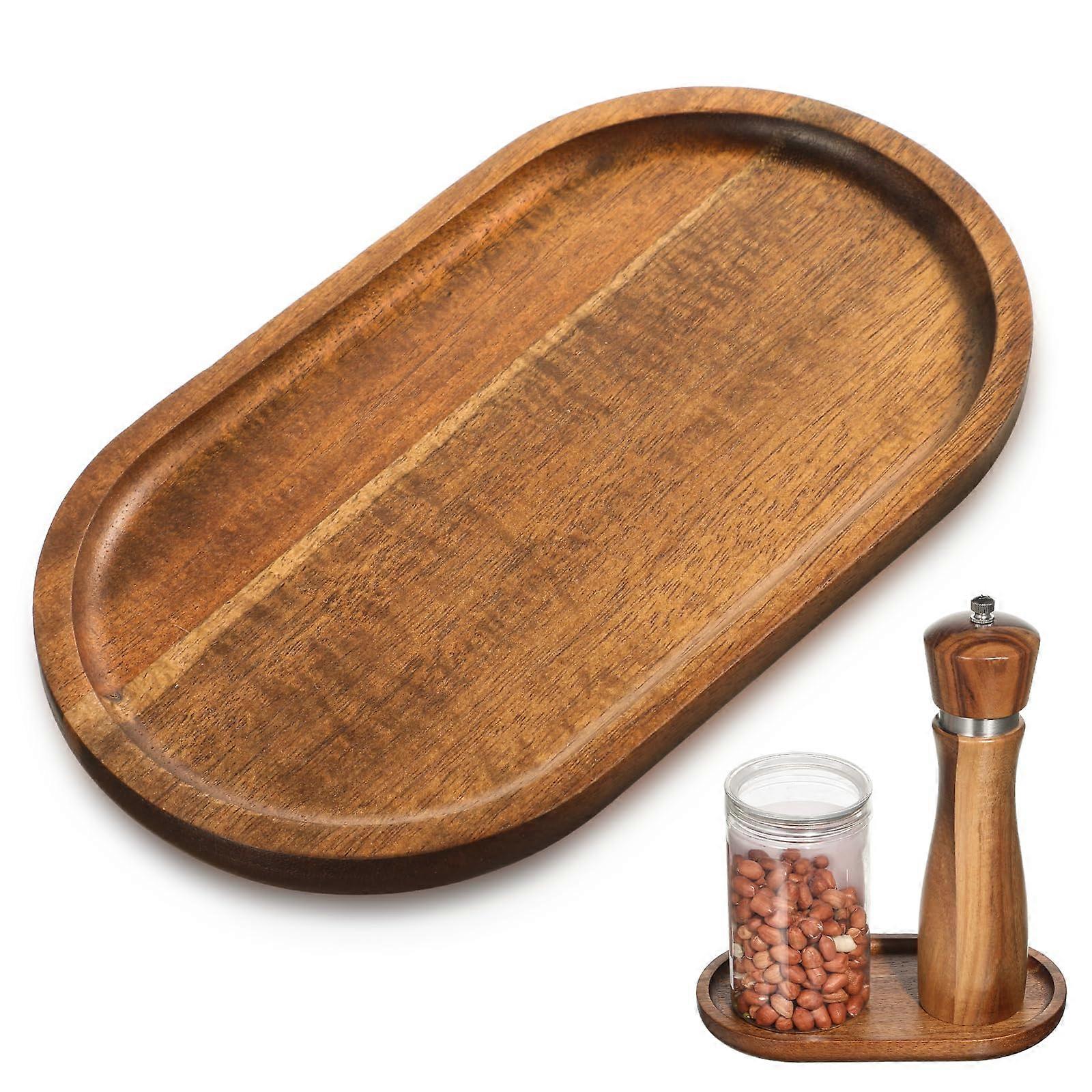 Wood Serving Tray Rustic Acacia Small Organizer for Coffee Table Snacks Desserts Bathroom