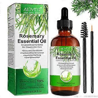 Rozemarijnolie voor haargroei 120 ml – Pure etherische olie voor haaruitval, hoofdhuidverzorging, wimpers en wenkbrauwen