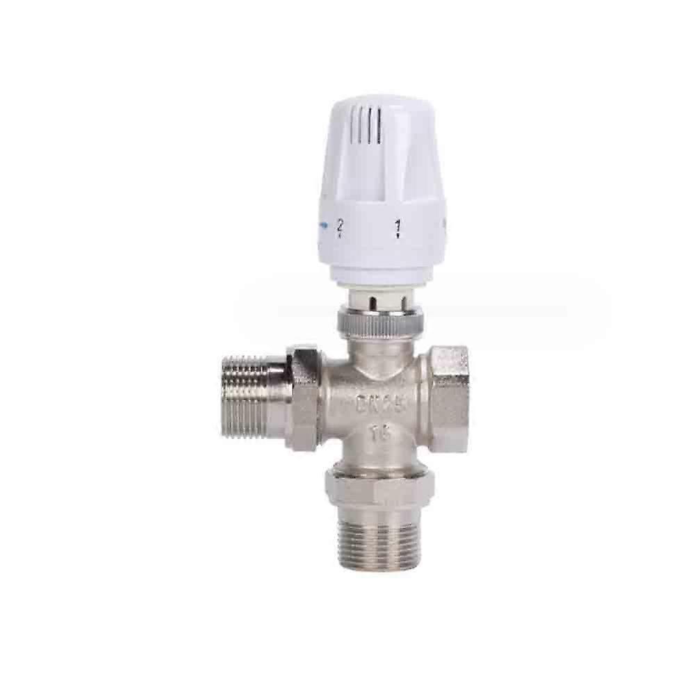Chrome Copper Thermostatic Radiator Valve 3/4 Inch ThreeWay for Floor Heating with Precise Control