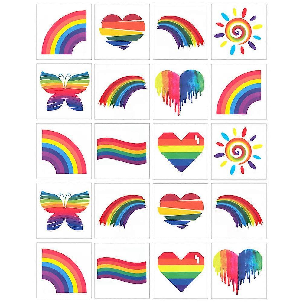 Gradient Tattooing Stickers Rainbow Temporary for Face 40 Sheets