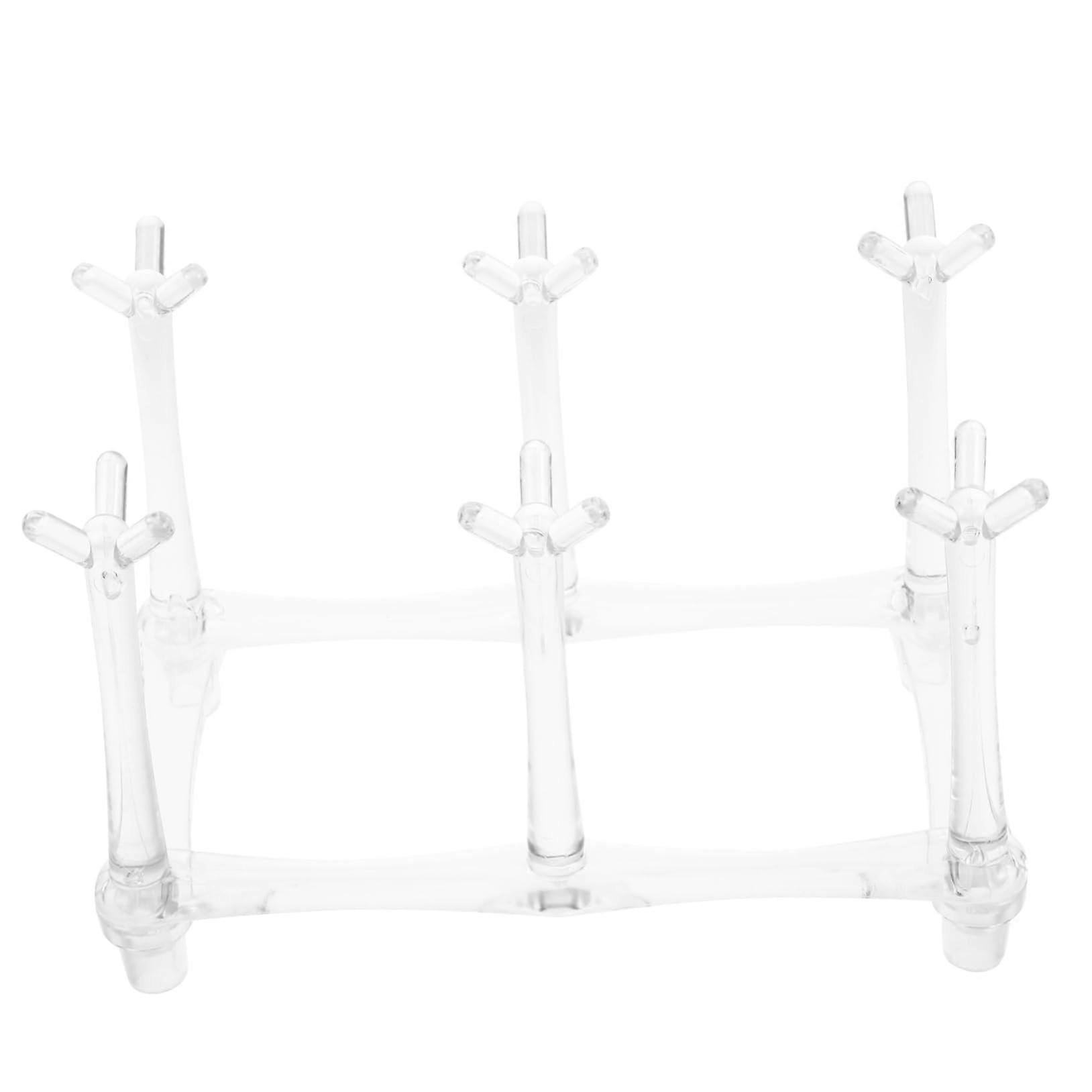 Acrylic Cup Holder with Efficient Draining Design, SpaceSaving Clear Mug Rack for Countertop Storage