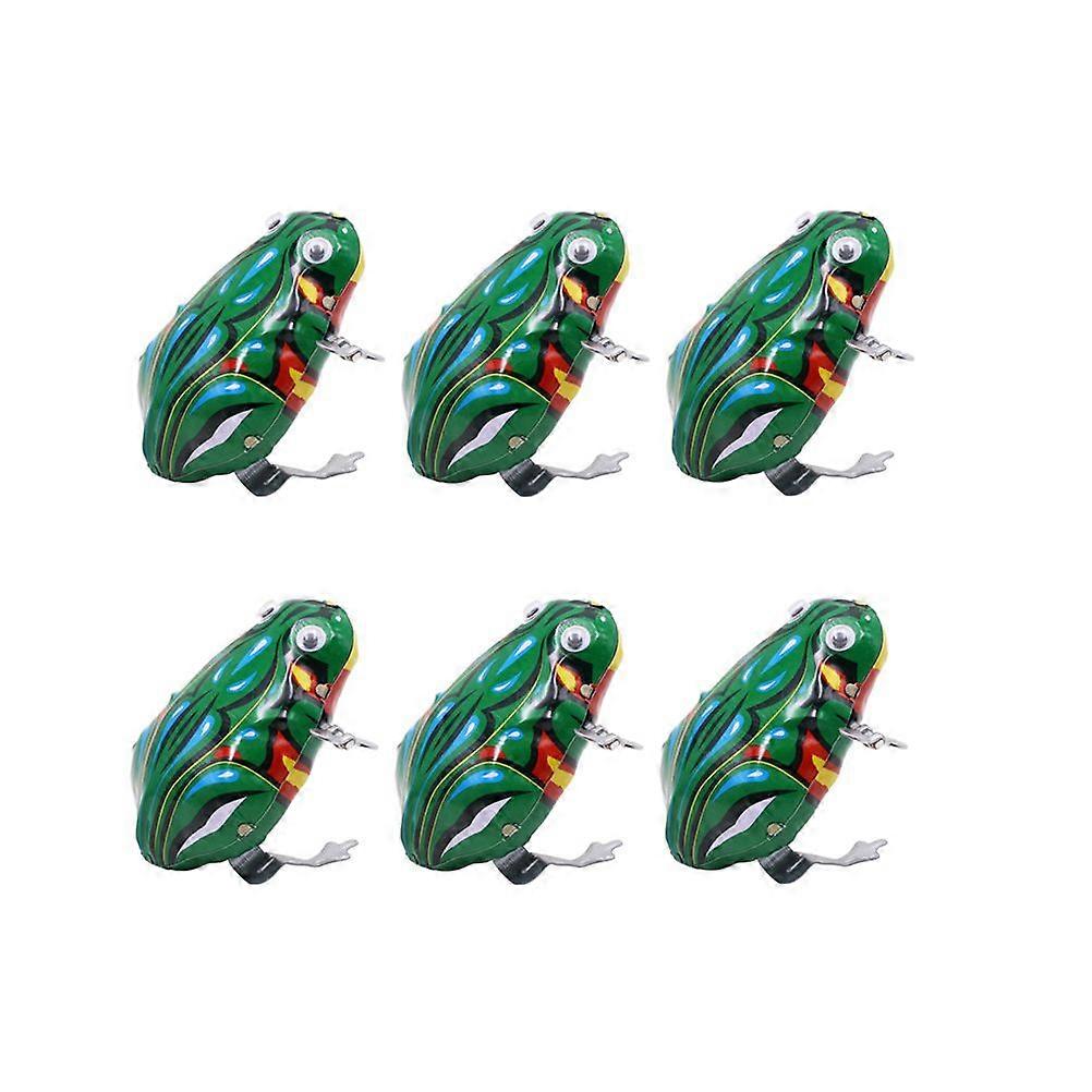 6pcs Children Clockwork Playthings Frogs Retro Playthings for Kids (Green)