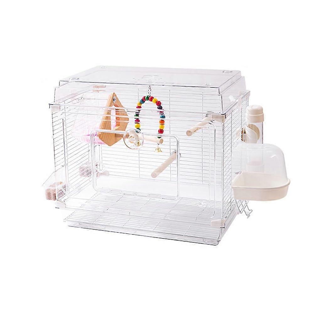 Large Acrylic Bird Cage for Parrots with Transparent Front and Horizontal Climbing Bars