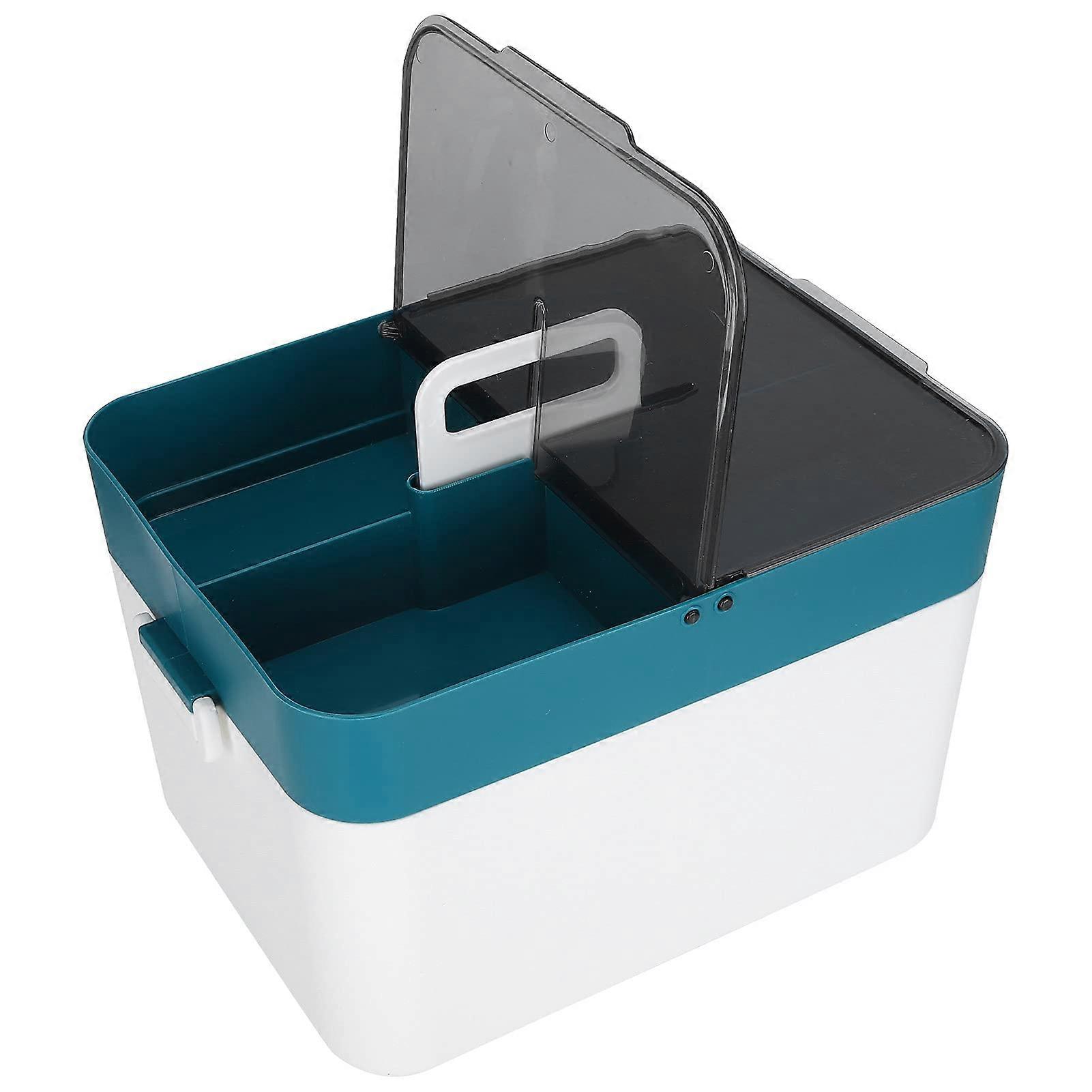 Double Layer Storage Organizer Box with Clear Lids Large Capacity MultiCompartment Design
