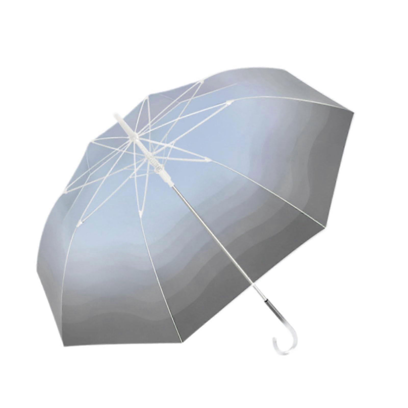 Clear Automatic Open Umbrella with Curved Handle, Large WindResistant Transparent Canopy