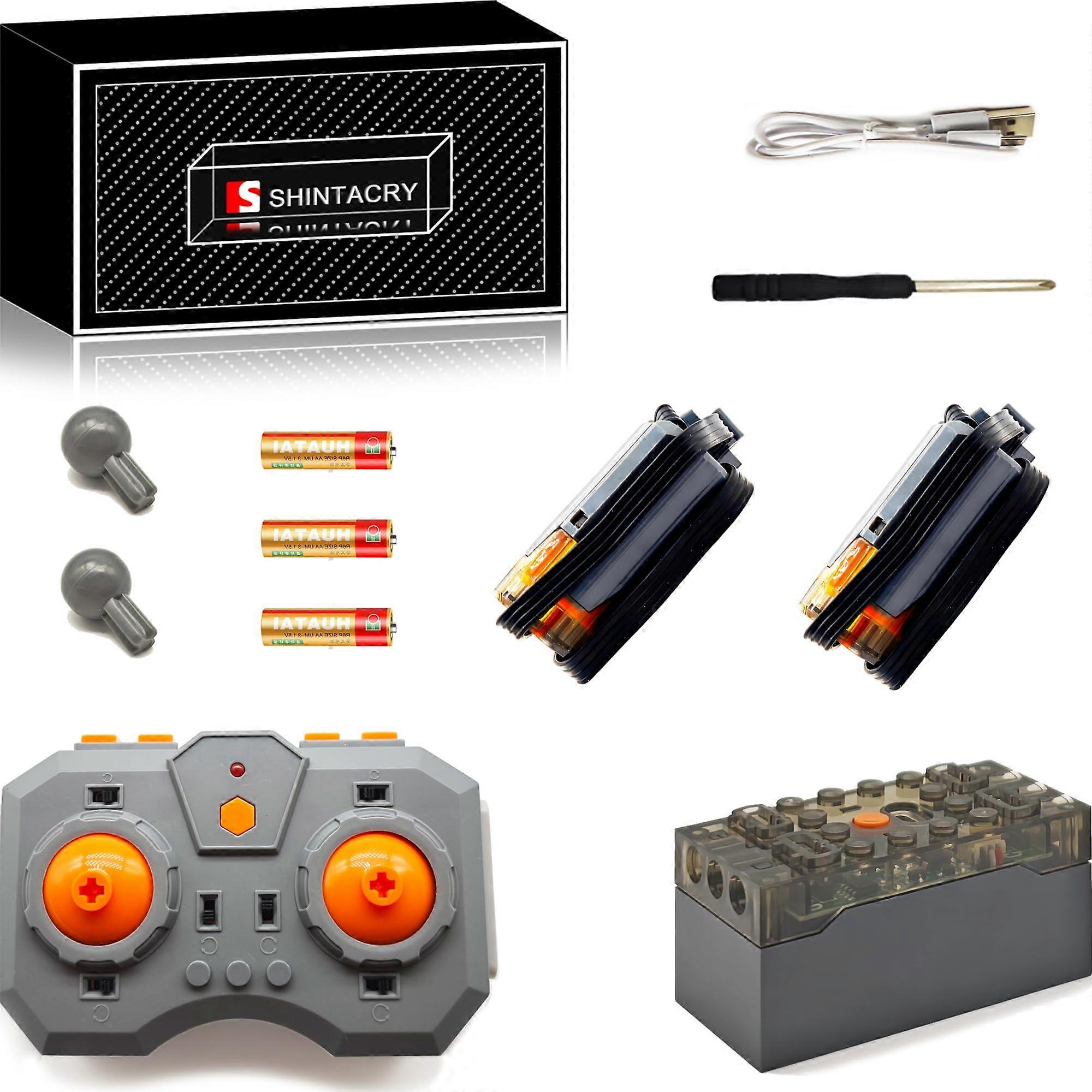 Adjustable Speed RC Motor Set with Rechargeable Battery, 2 M Motors for Technic Power Functions