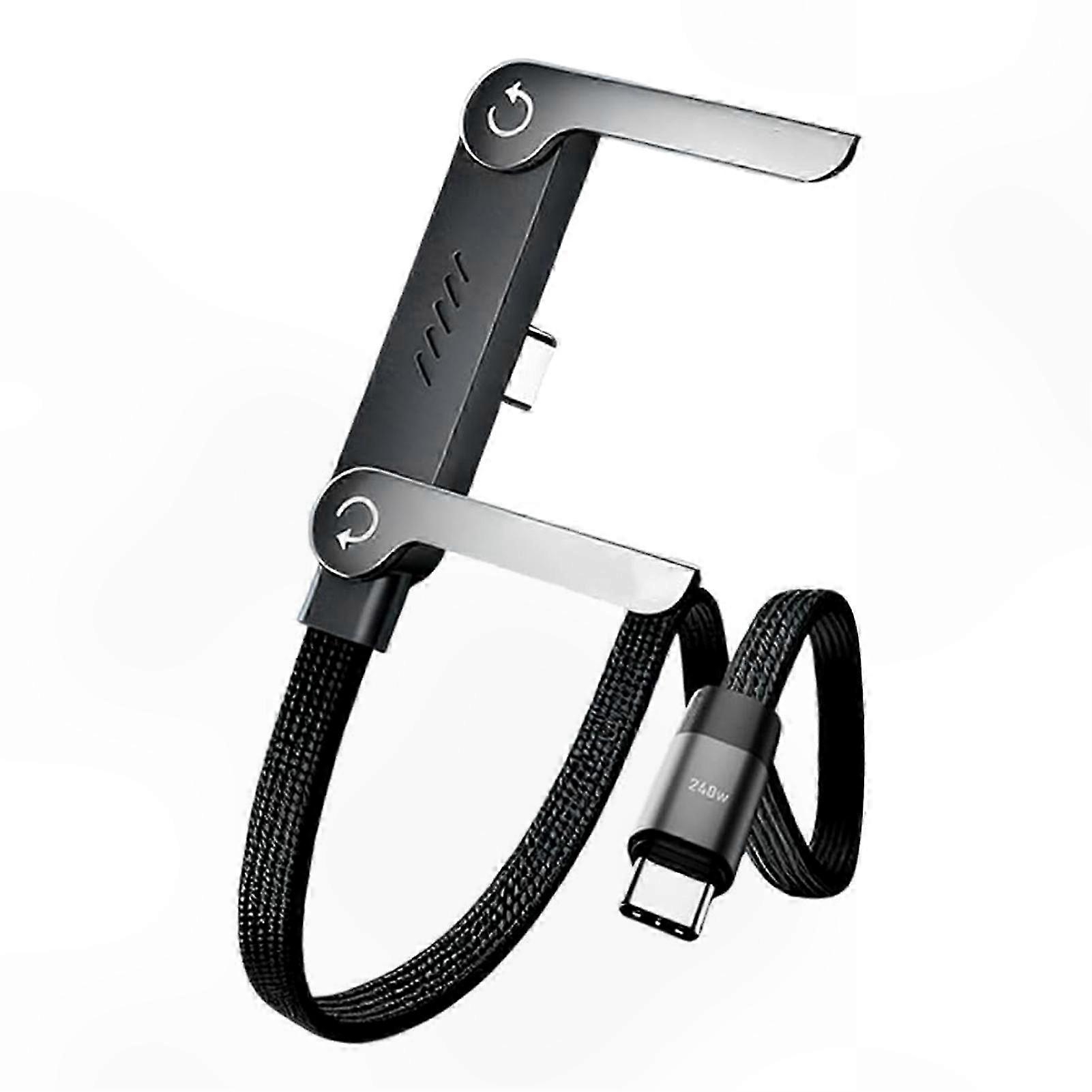 Dual-Function Charging Cable with Integrated Device Stand for Phone and Tablet