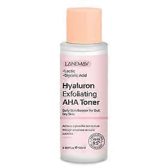 Trattamento esfoliante AHA all'acido ialuronico Tonico esfoliante con acido glicolico e lattico per una pelle liscia, idratata e liscia | Booster quotidiano per la pelle con pH bilanciato