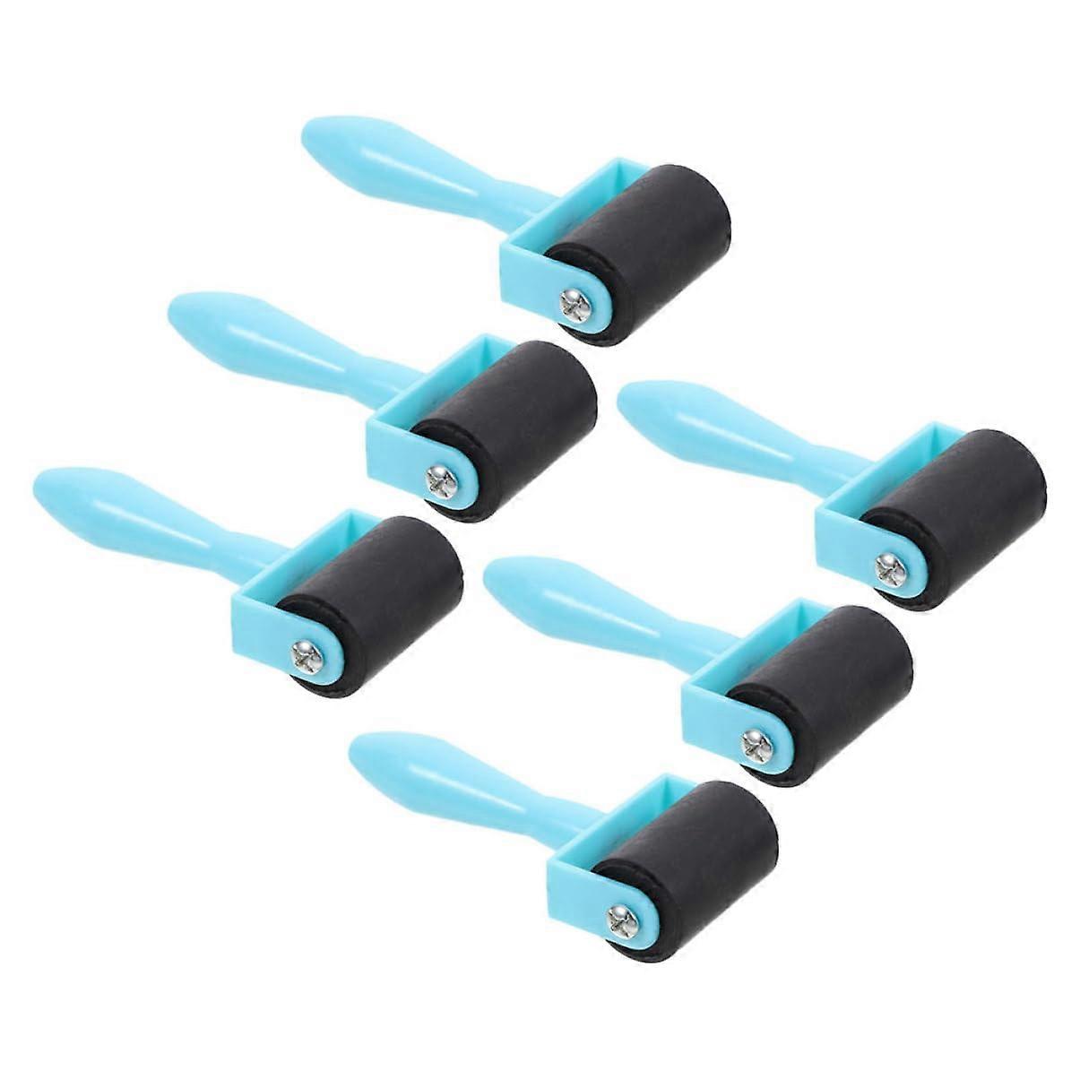 Printmaking Brayer Set 6pcs Rubber Art Roller for Embossing, Glue Application and Craft Projects