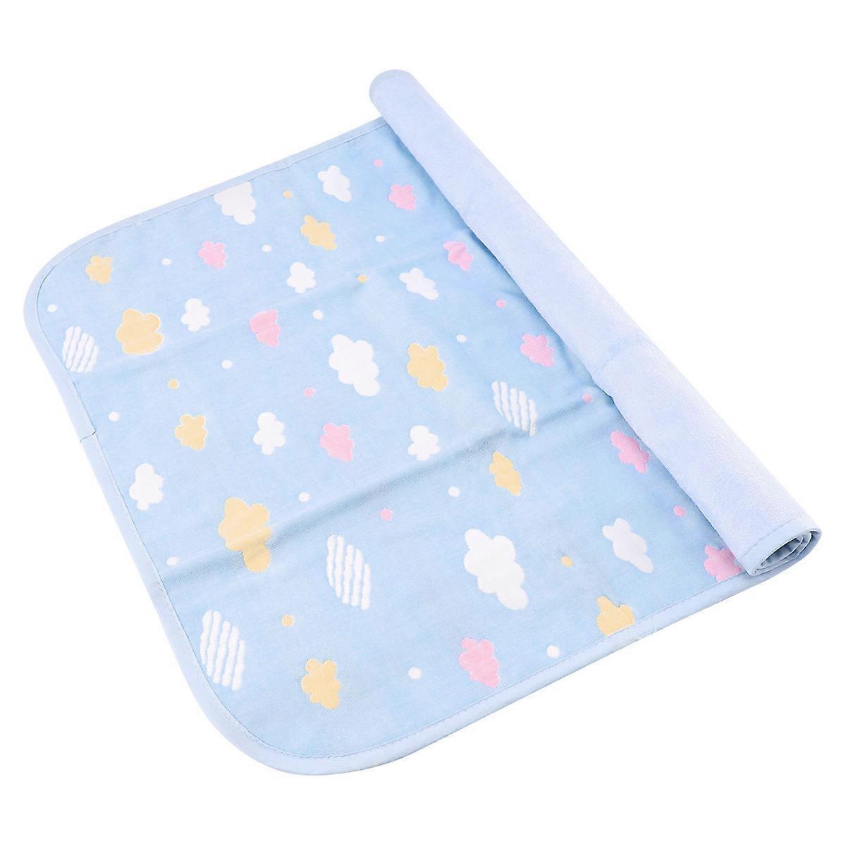 Mini Crib Mattress Waterproof Diaper mat for 3Pcs Blue Clouds