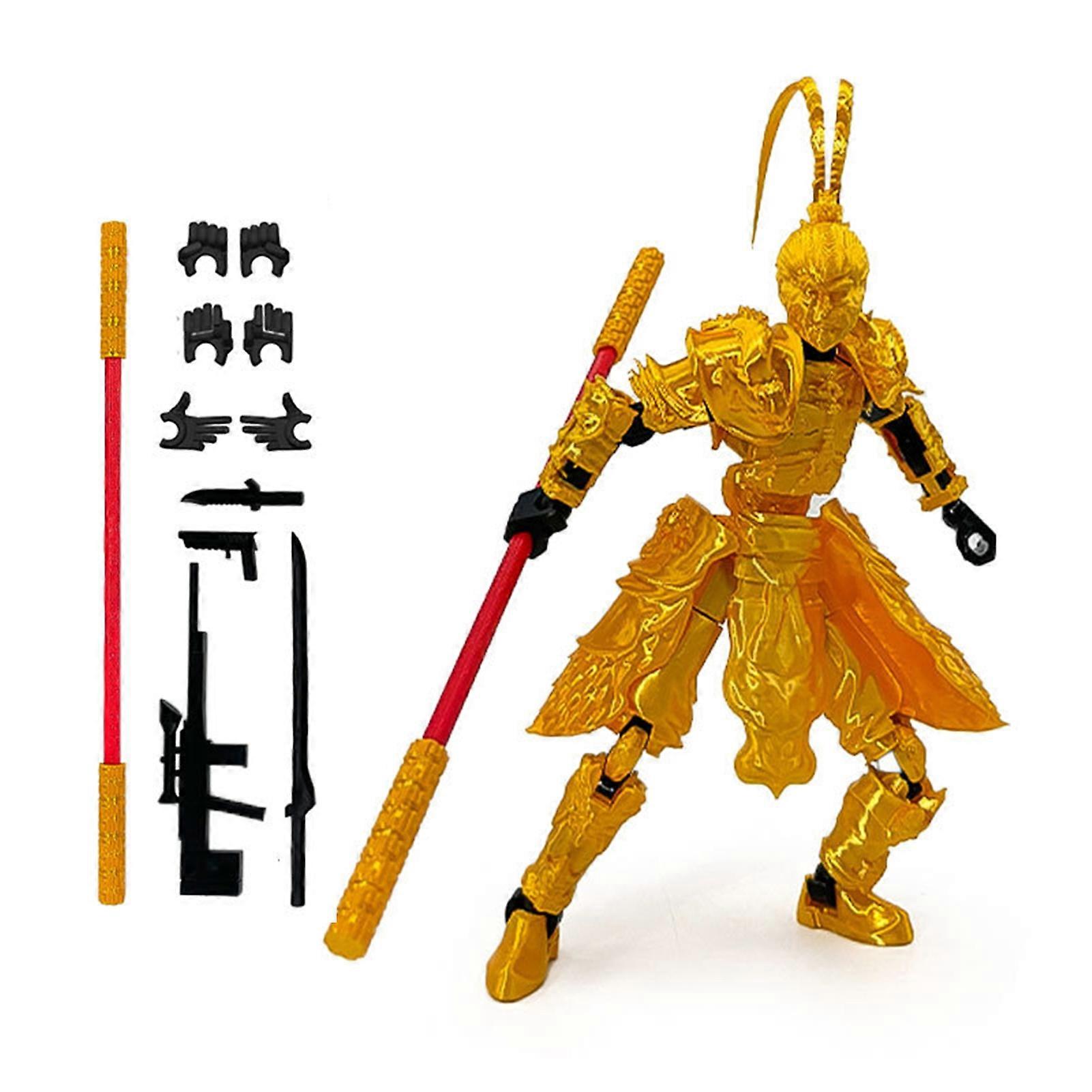 Monkey King Action Figure with 3D Printed Design, Movable Joints