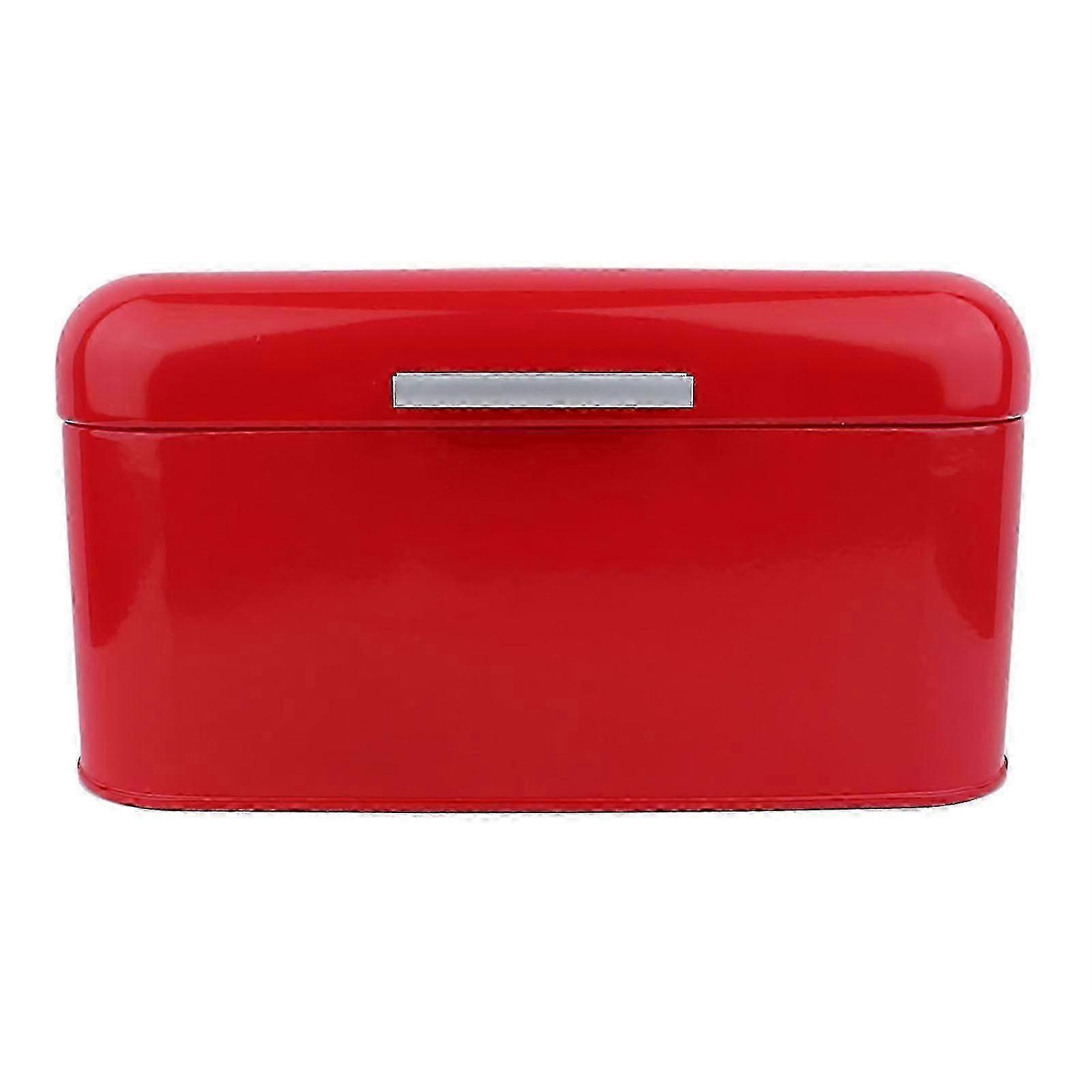 Red Retro Metal Bread Box Large Capacity Kitchen Storage Container