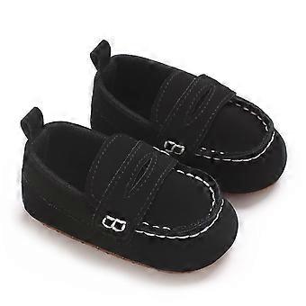 Jente- og guttesneakers vår/sommer avslappet lukket tå uten barneseng, flate sko på sko, barne- og festsko, svart, 3-9 måneder