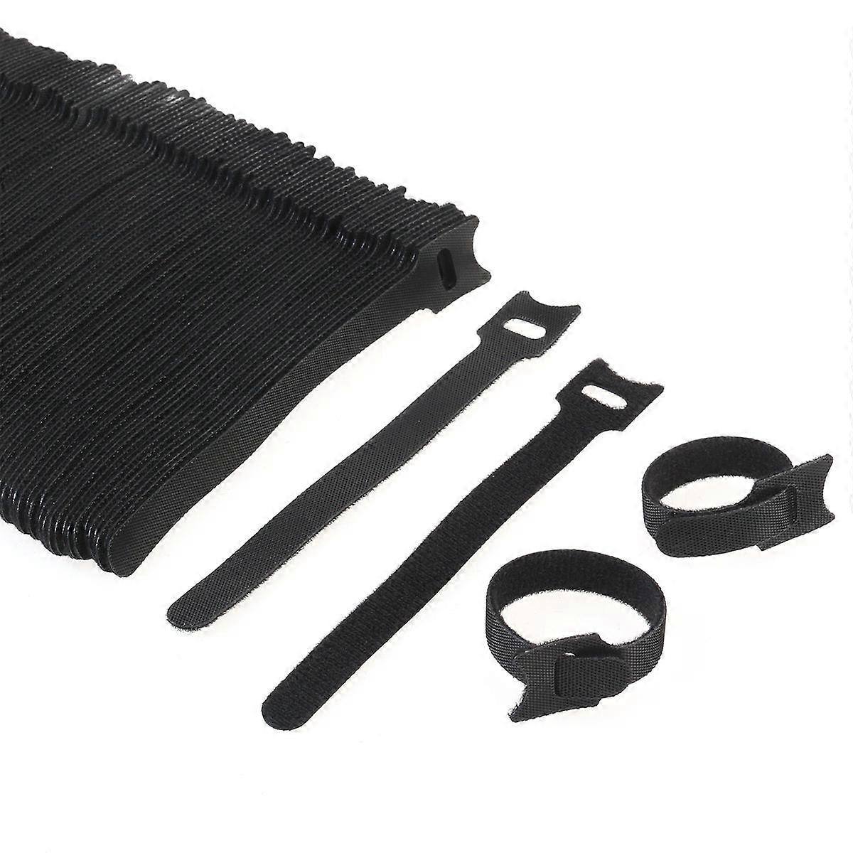 Cable Ties for Fastening 100Pcs Black Reusable Hook and Loop