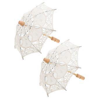 Hochzeitsschirm aus Spitze, 2-teilig, beige, aus Baumwolle