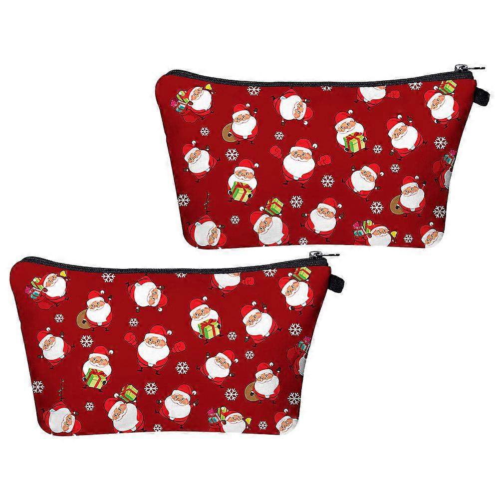 Makeup Bag Durable for Storage 2Pcs Christmas Toiletry Pouch