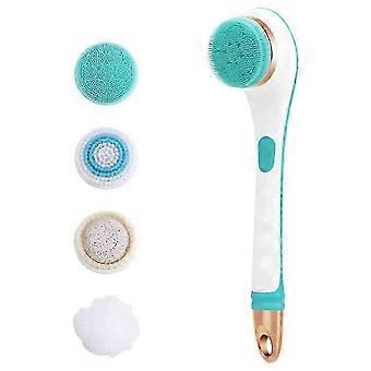 USB Rechargeable Electric Body Scrubber with 2-Speed Settings, Soft Silicone Bath Brush for Shower & Exfoliation - Pink