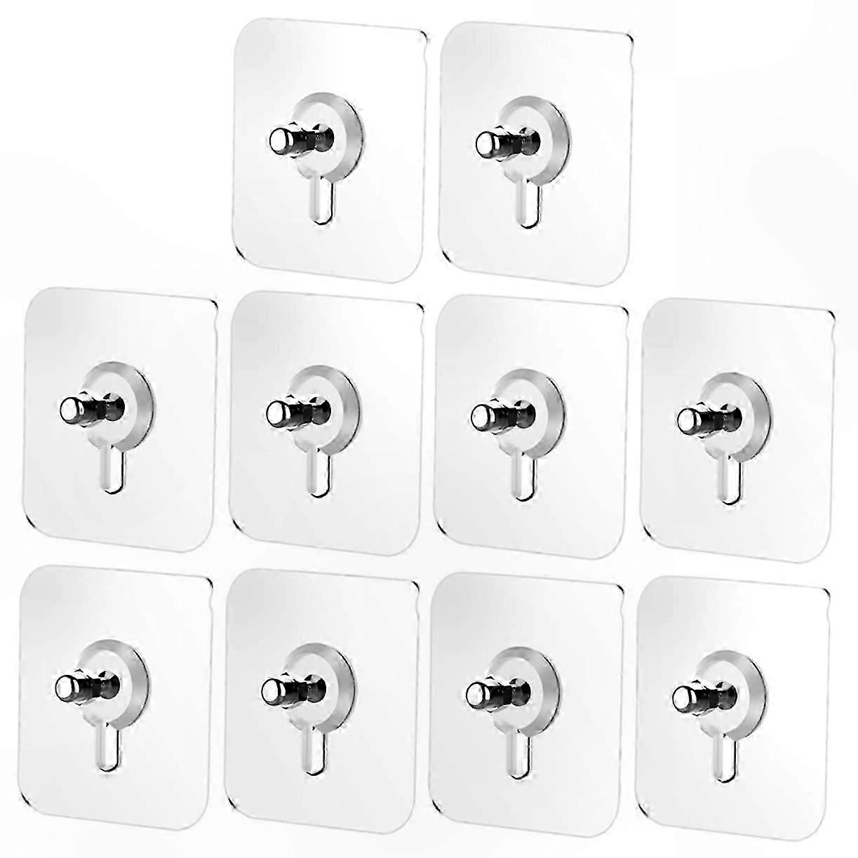 10-Pack Durable Adhesive Hooks for Kitchen, Keys, and Decor Silver