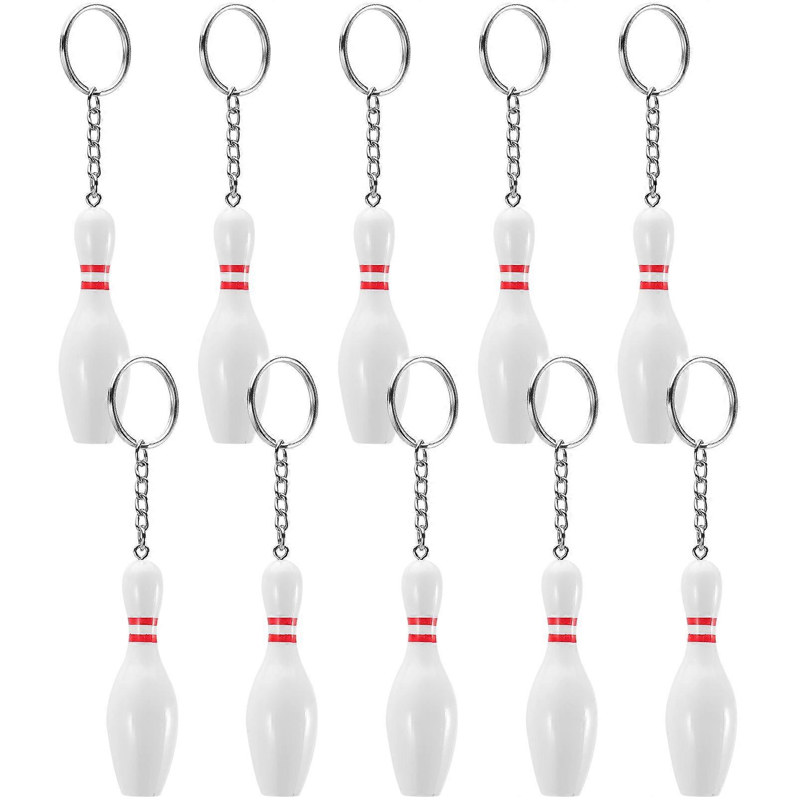 Assorted Color Bowling Keychains Mini Keychain Keepsakes 10Pcs for Decoration