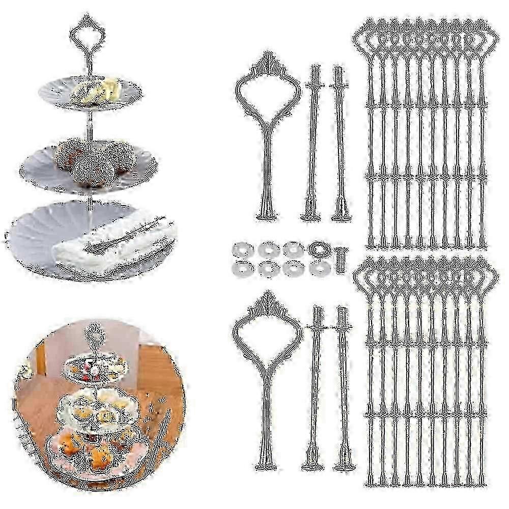 10-piece cake stand accessory set, compatible with three-tier cake stand hardware.