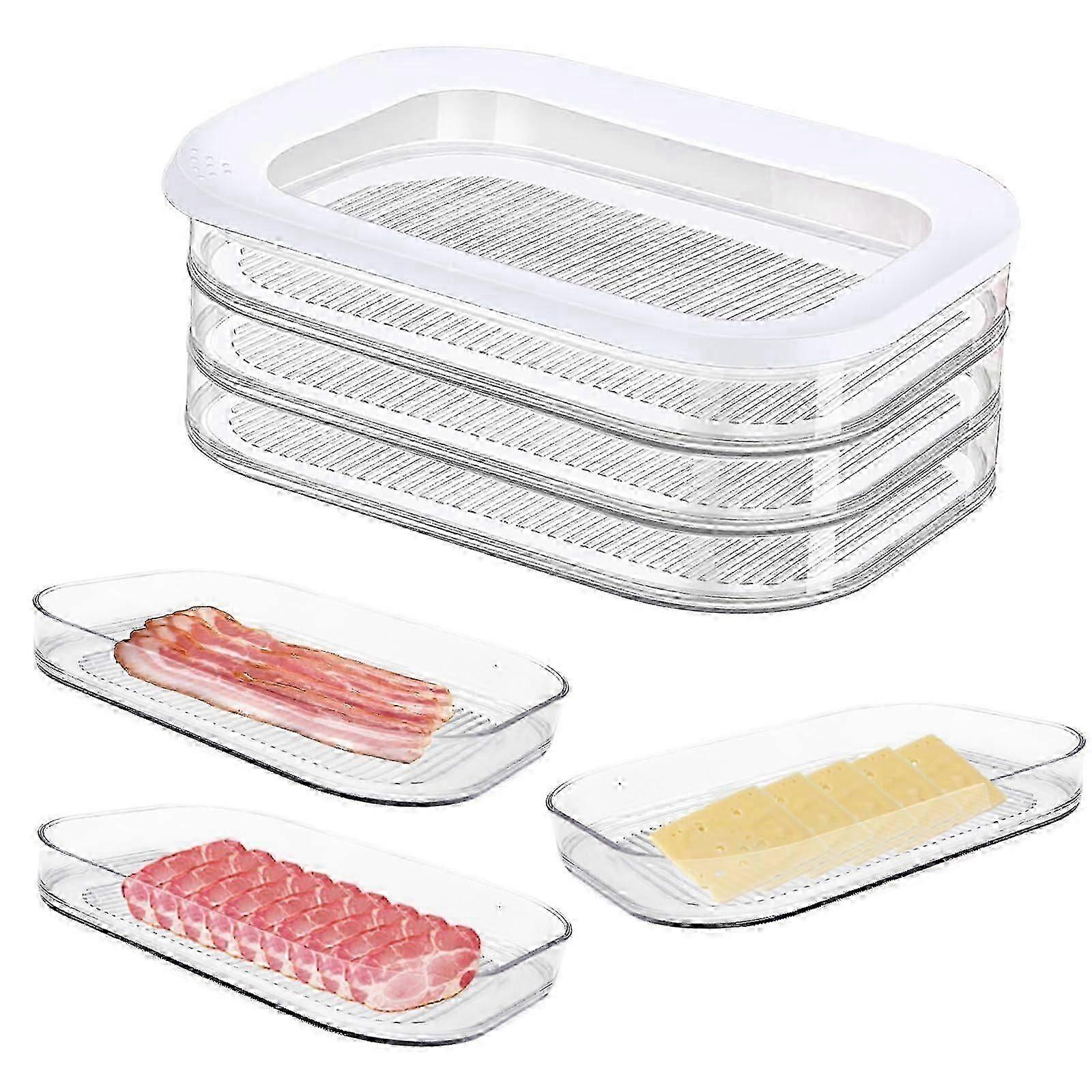 SZW-Clear Deli Meat Container - Stackable Bacon/Cheese Storage
