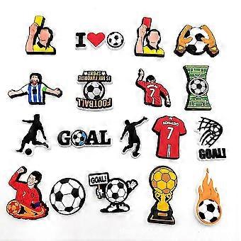 Lot de 18 breloques pour chaussures de football, ballons de sport non rptables, buts de football, joueurs de football, sabots, breloques pour enfantsb