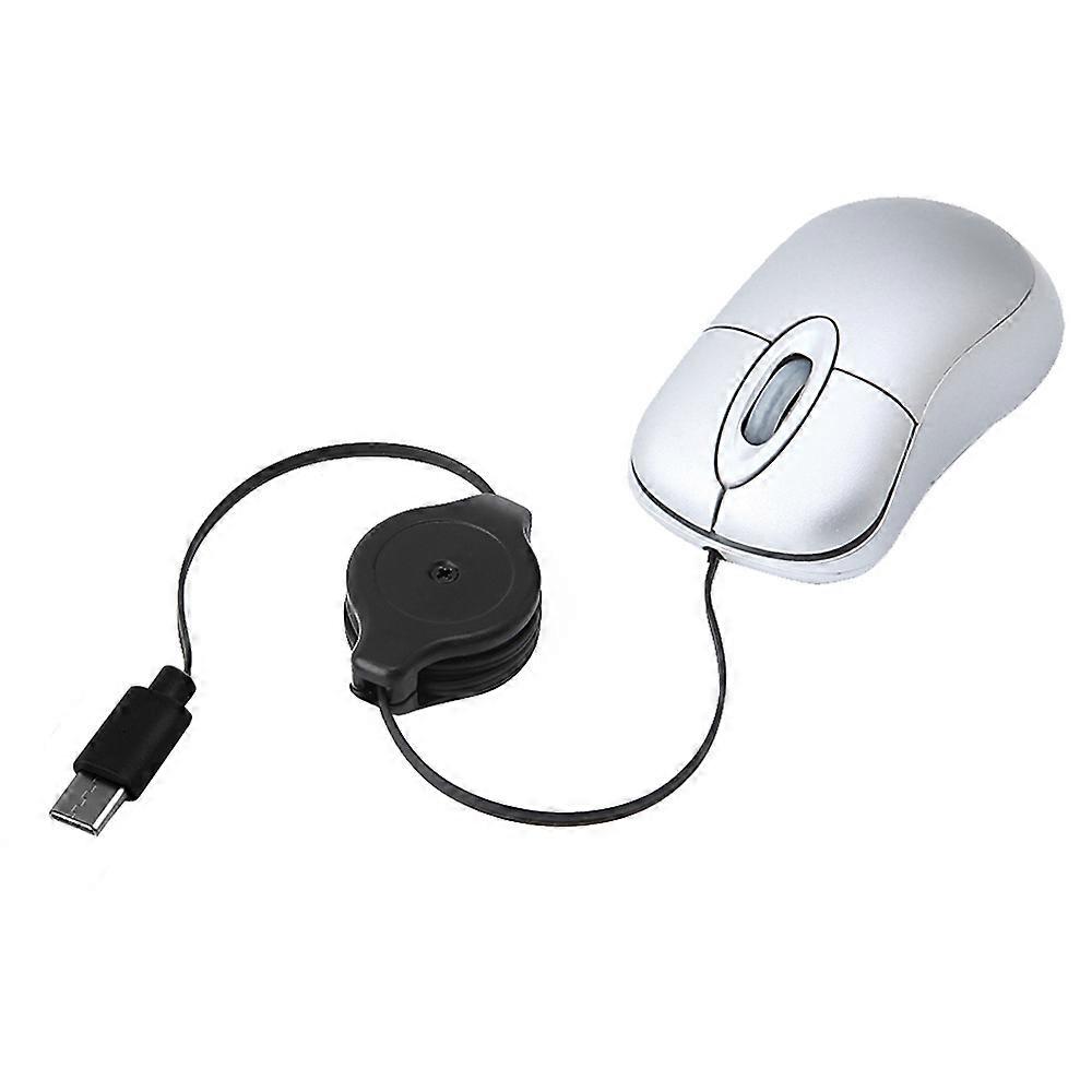 Portable Retractable USB-C Cable Mini Mouse Children Compact Wired Optical Mouse