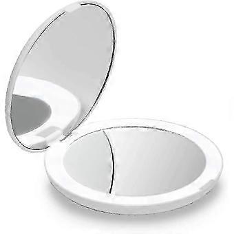 XYYC-Lighted Travel Makeup Mirror, 1x/10x Magnification - Daylight LED, Compact, Portable
