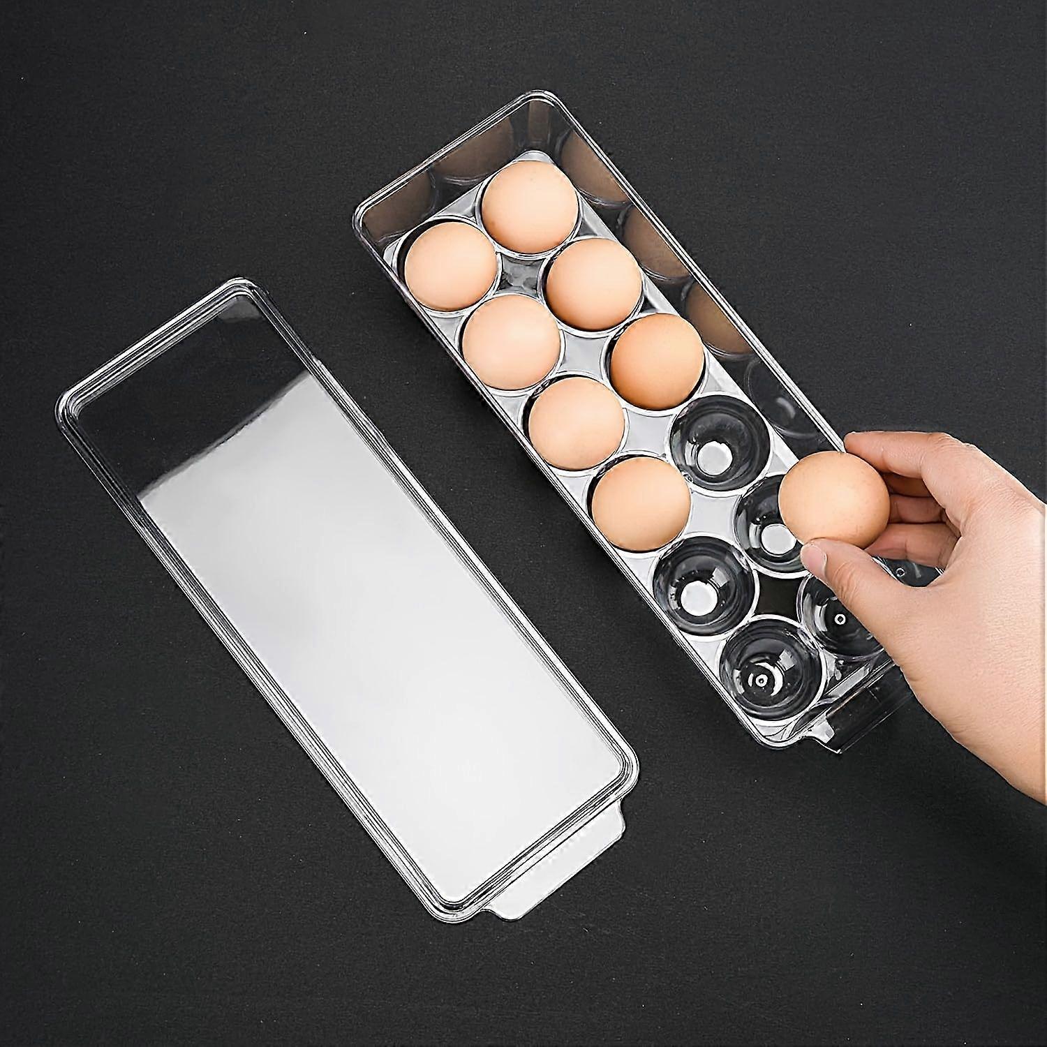 Stackable Fridge Egg Organizer  Durable Clear 12/18 Grids Egg Rack  Space-Saving Kitchen Storage Solution