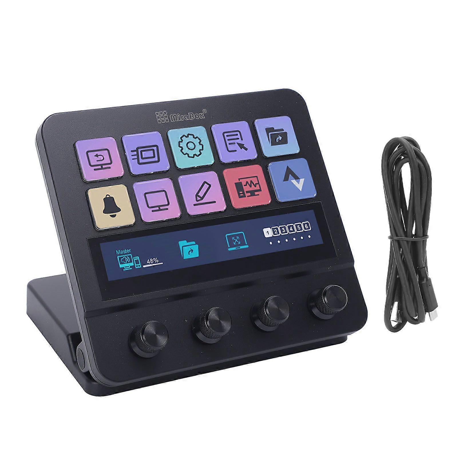 Stream Controller Visual Keyboard Studio Controller for Streaming Gaming with Customizable 10 LCD Keys for OBS PC