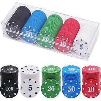 4x0.2cm-Casino Tokens Pack de 100 Fichas de Poker Acrílico com Caixa para Marcadores de Contagem Regressiva, Fichas, Roleta, Fichas de Poker de Cerâmica