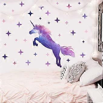 Adesivos de Parede de Unicórnio dos Sonhos, Grandes Adesivos de Parede de Unicórnio com Estrelas para Meninas Quarto de Crianças Berçário Natal Decoração de Festa de Aniversário,16