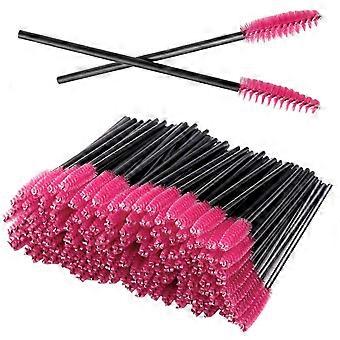 100PCS Disposable Eyelash Mascara Brushes for Eye Lashes Extension Eyebrow and Makeup(Rose)