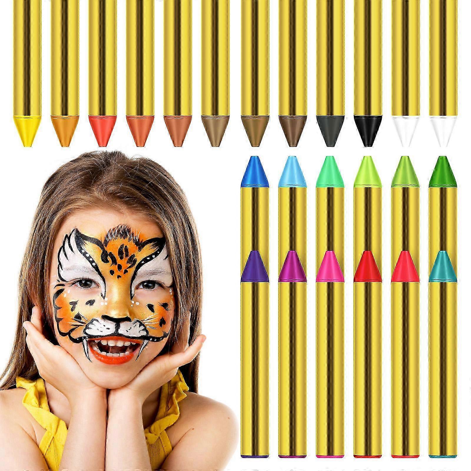 24Pcs Multi Color Face Paint Crayons Set Compatible with Makeup Face Art